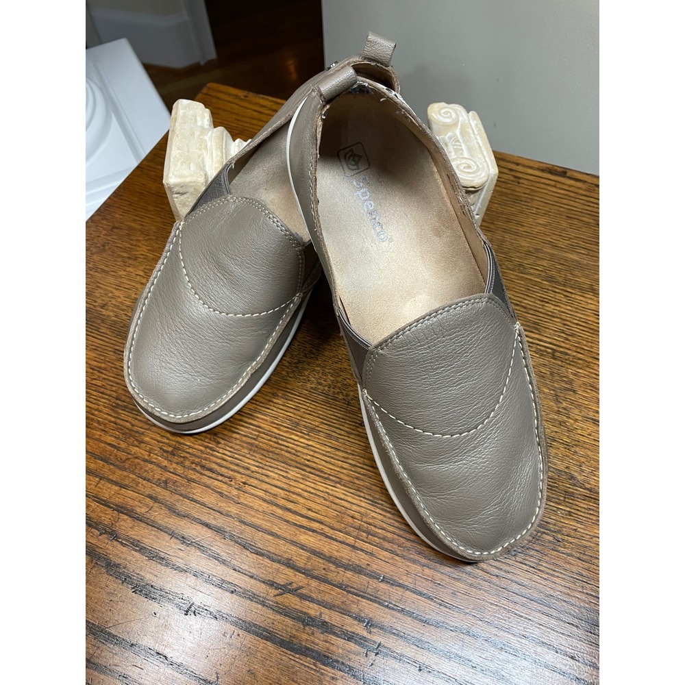 Spenco Siesta Slide‎ Taupe Leather Loafers Mens 10 Total Support Orthotic Shoes